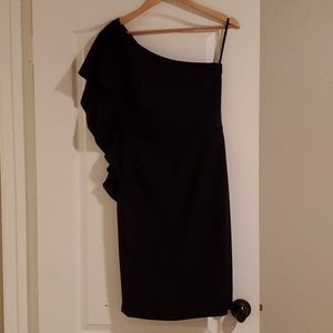 WHBM Black One Shoulder Dress